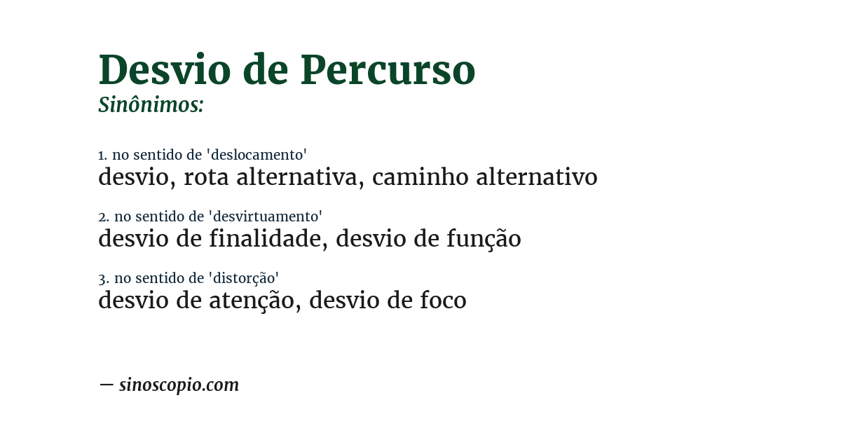 Sinônimo de desvio de percurso