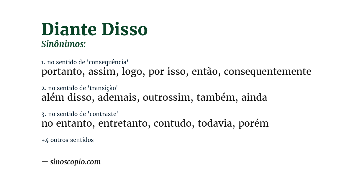 Sinônimo de diante disso