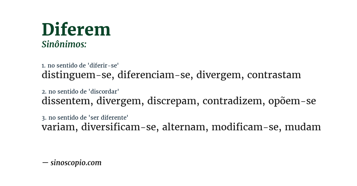 Sinônimo de diferem
