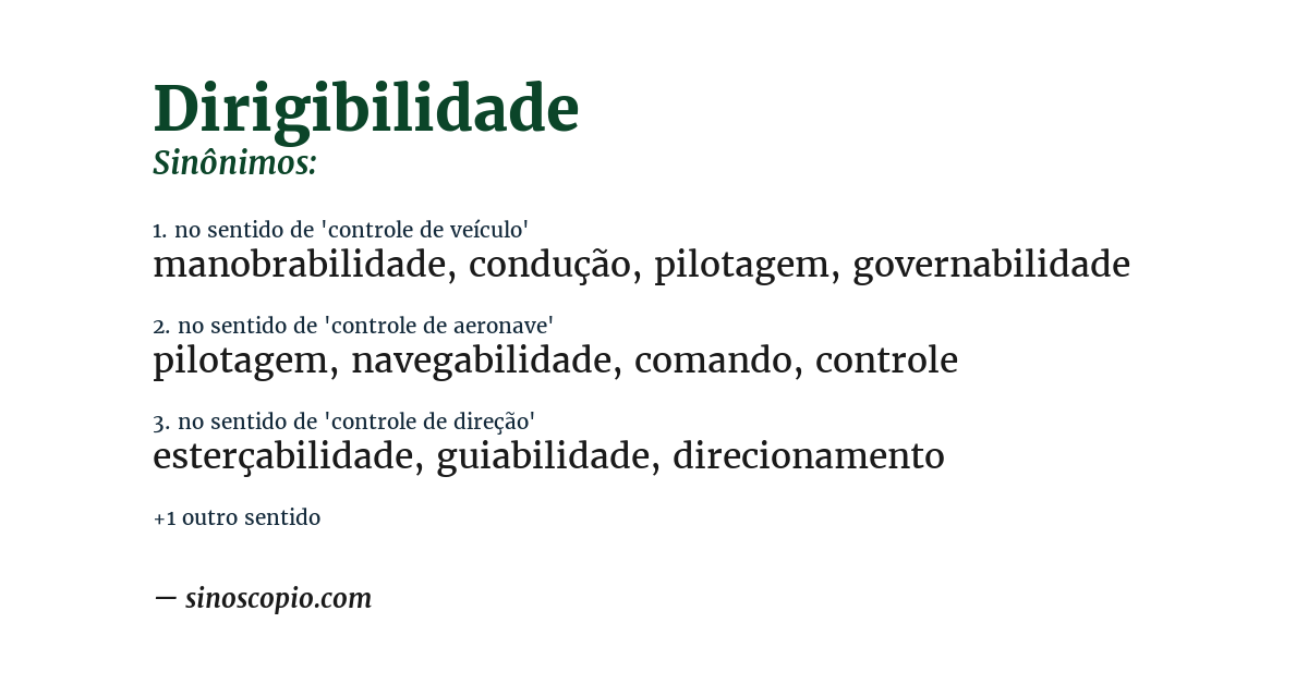 Sinônimo de dirigibilidade
