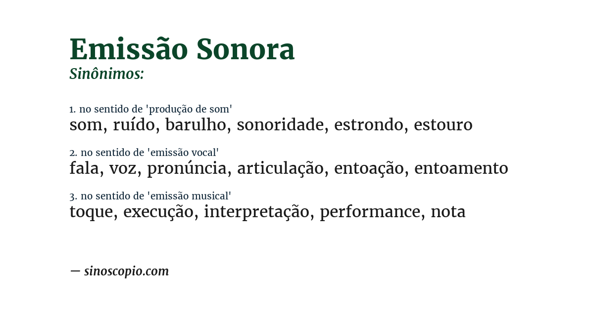 Sinônimo de emissão sonora