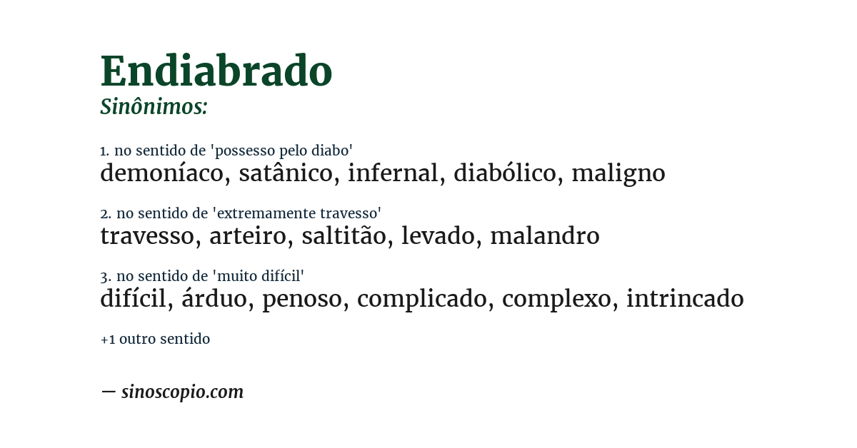 Sinônimo de endiabrado
