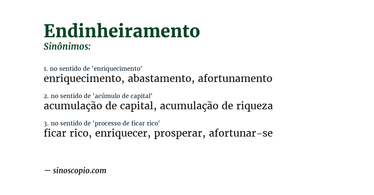 Sinônimo de endinheiramento