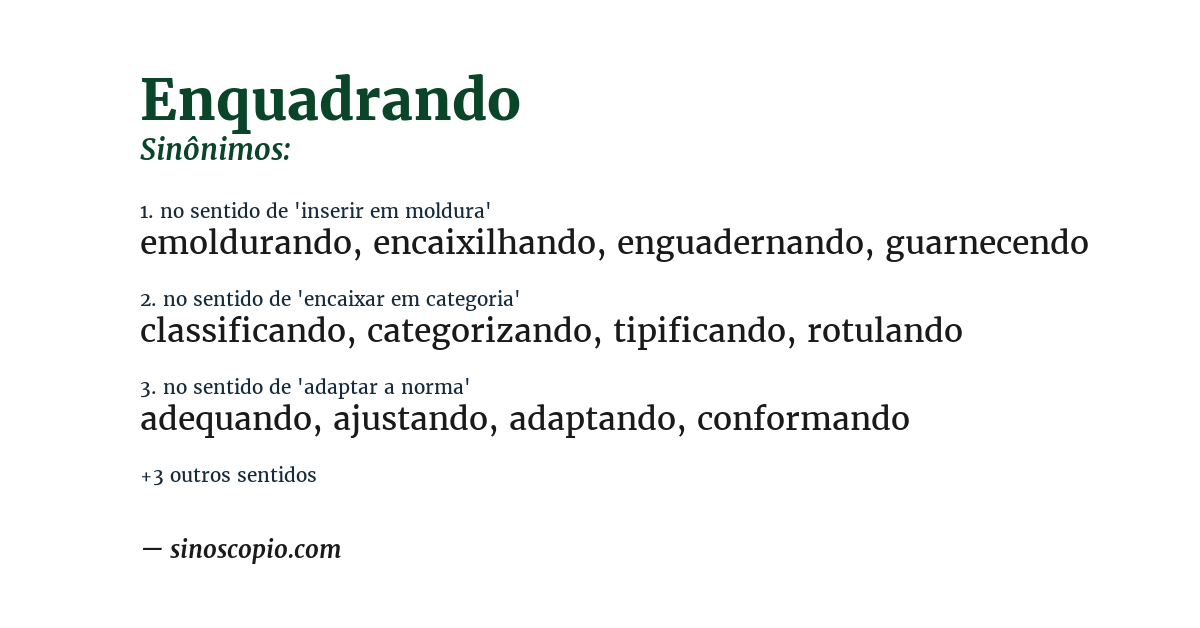 Sinônimo de enquadrando
