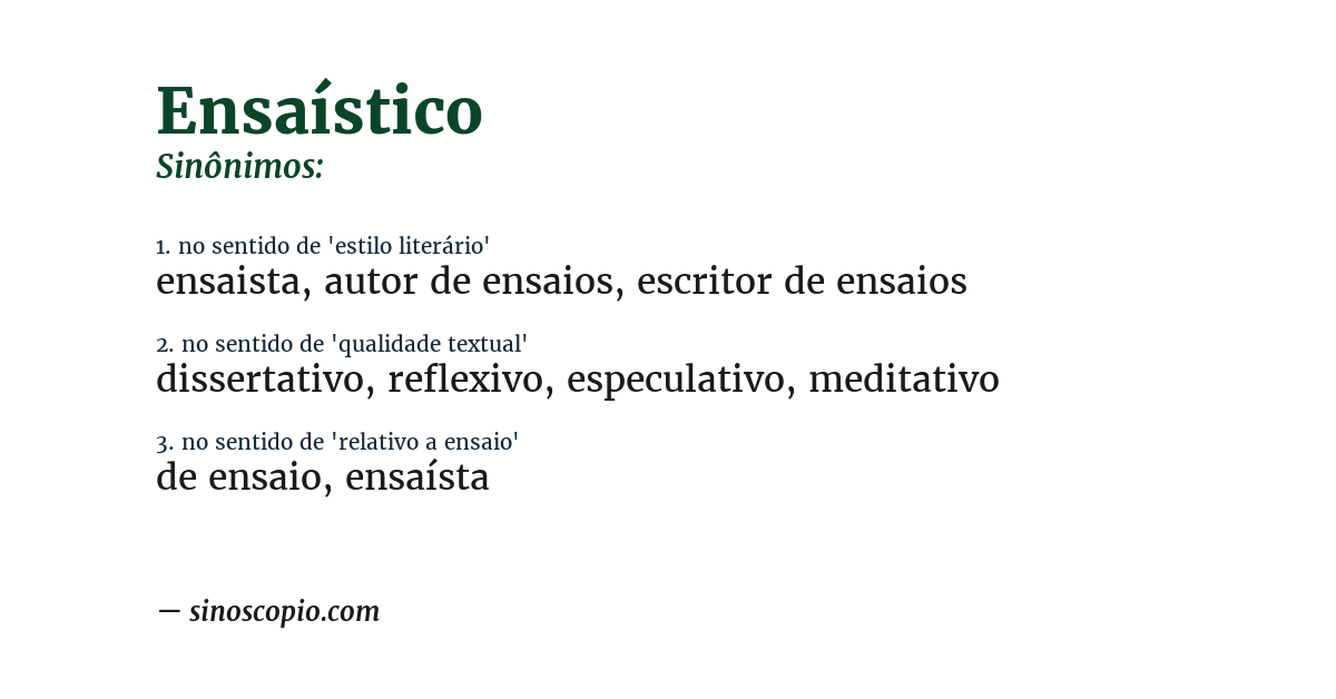 Sinônimo de ensaístico