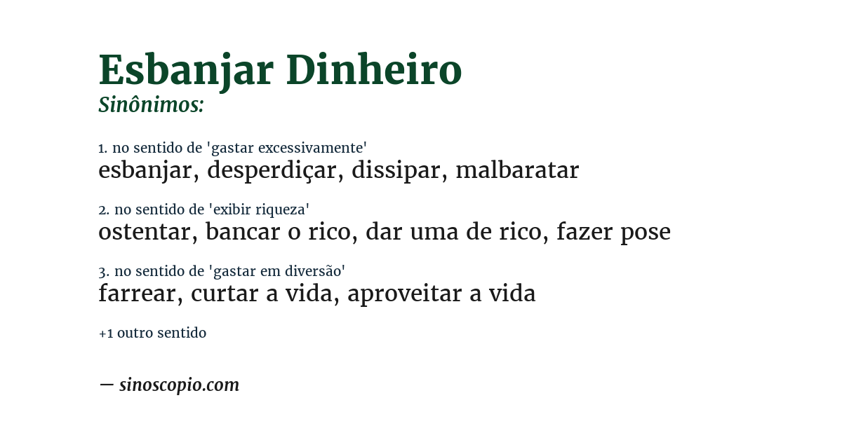Sinônimo de esbanjar dinheiro