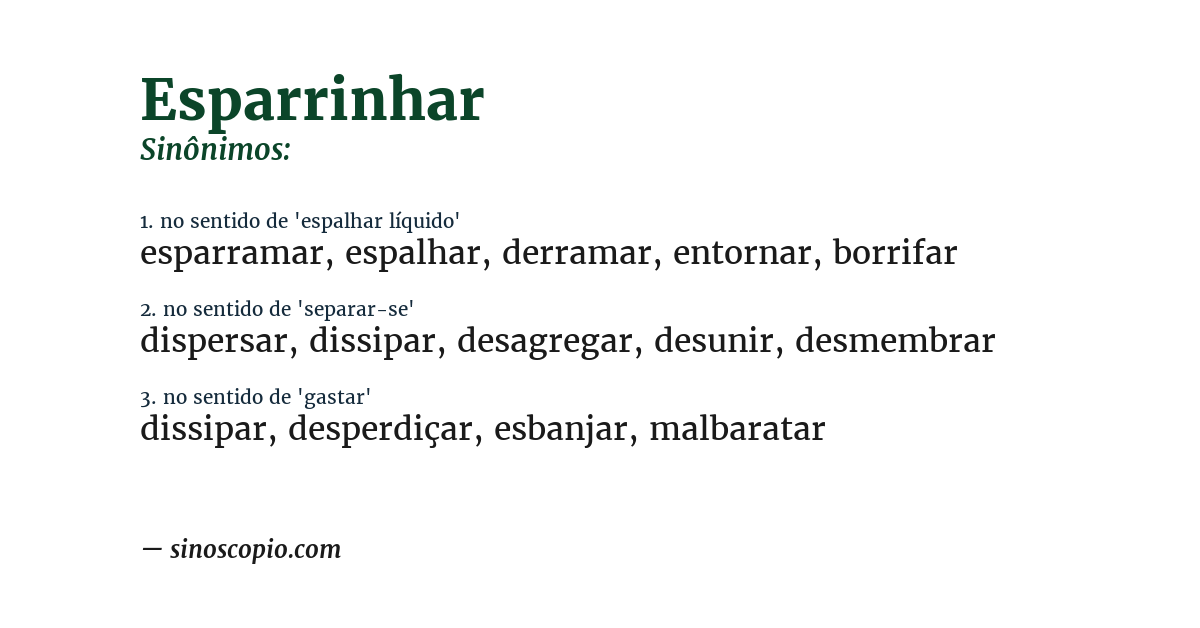 Sinônimo de esparrinhar