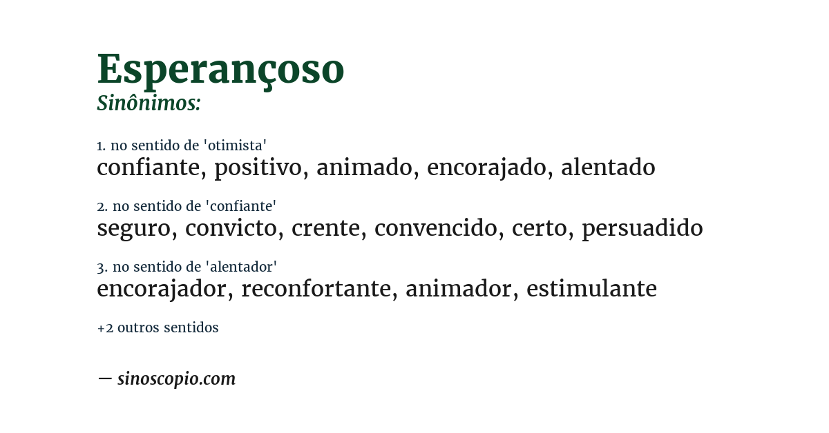 Sinônimo de esperançoso