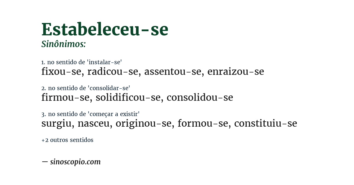 Sinônimo de estabeleceu-se