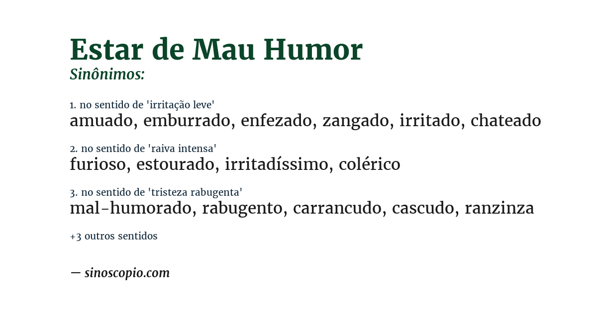 Sinônimo de estar de mau humor