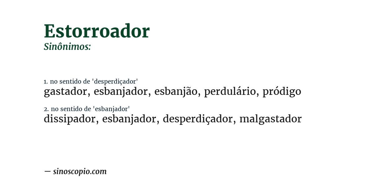 Sinônimo de estorroador