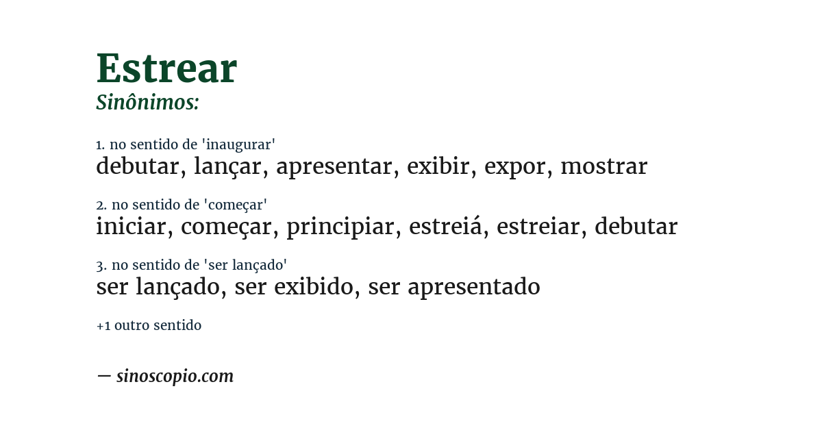 Sinônimo de estrear
