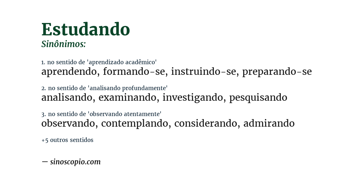 Sinônimo de estudando