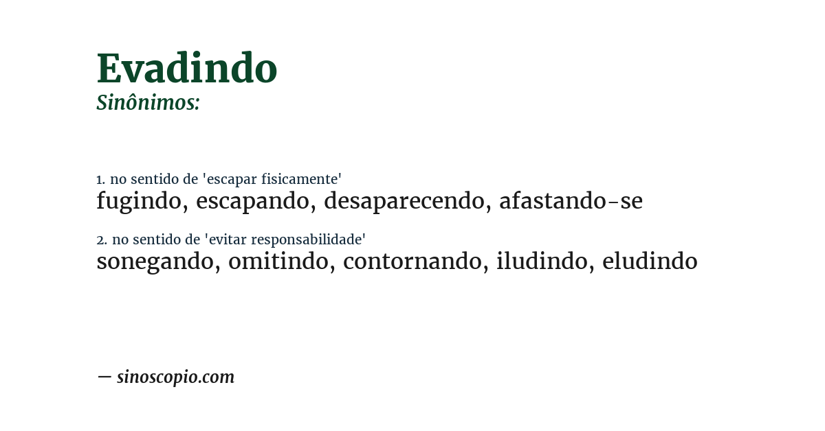 Sinônimo de evadindo