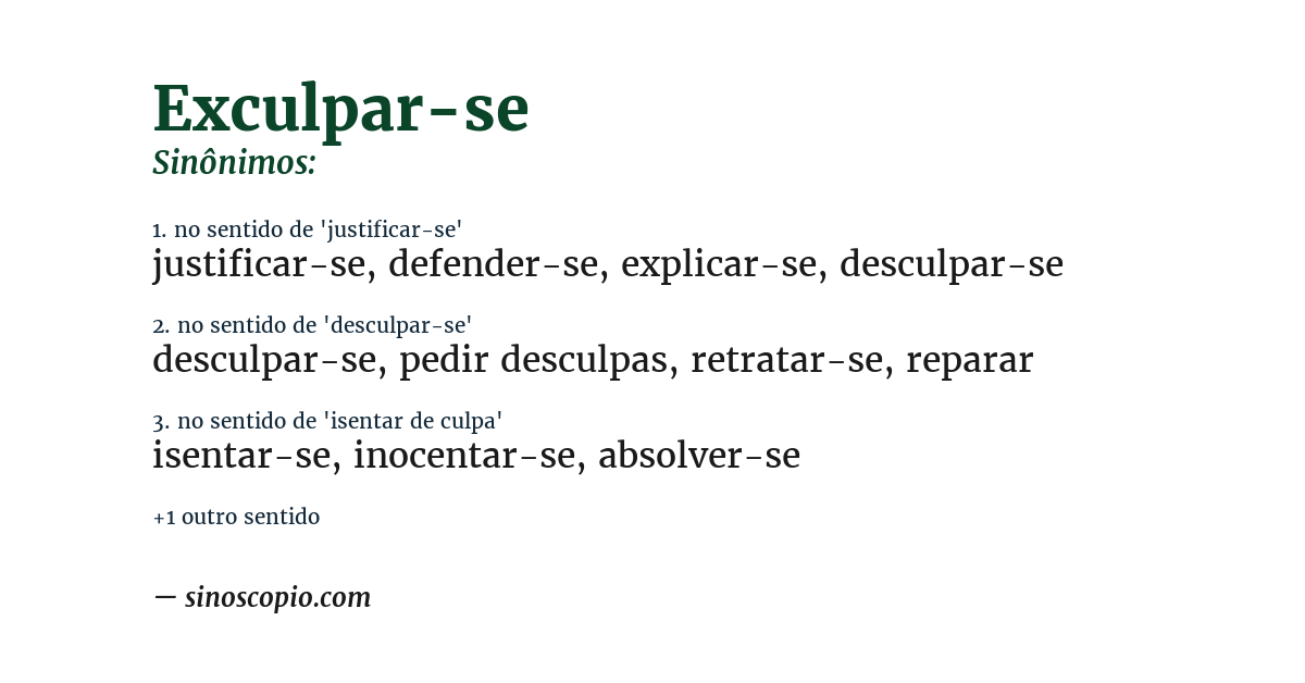 Sinônimo de exculpar-se