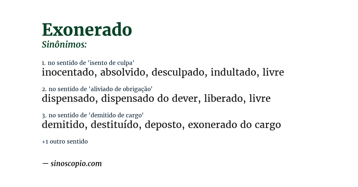Sinônimo de exonerado