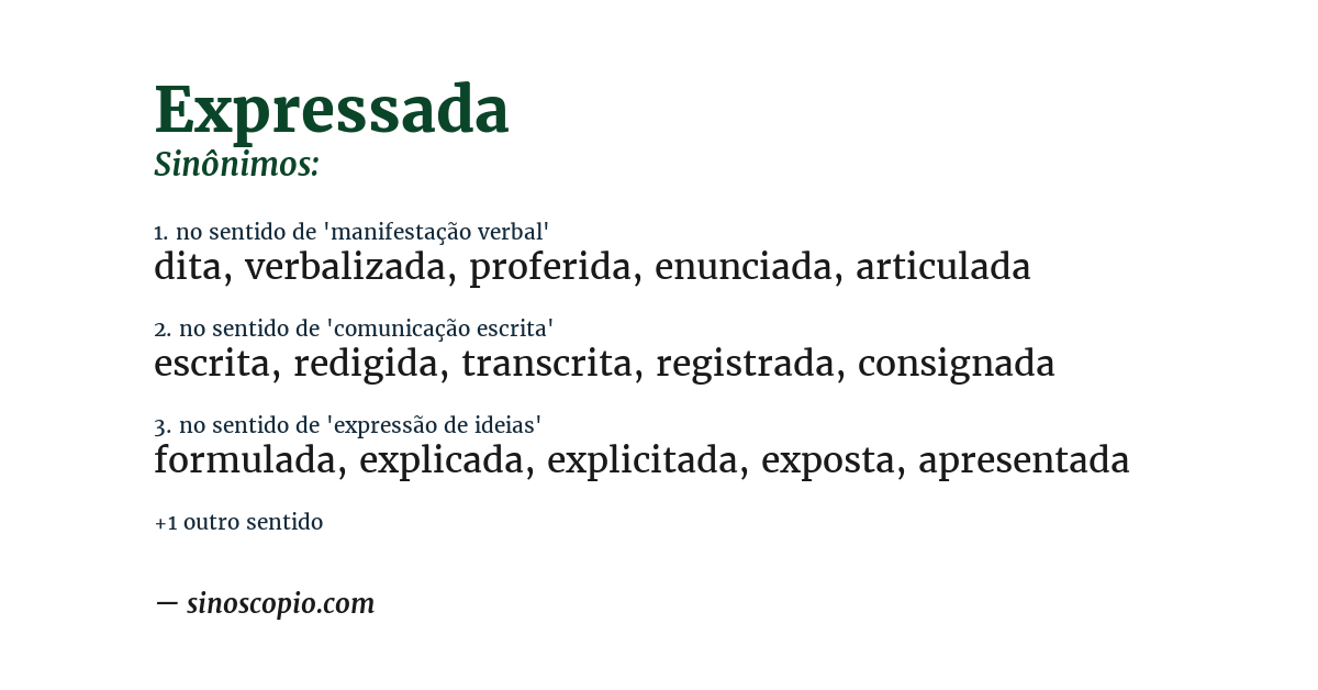 Sinônimo de expressada