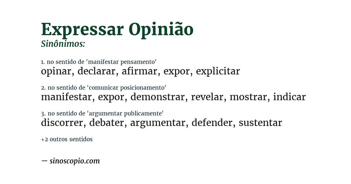 Sinônimo de expressar opinião