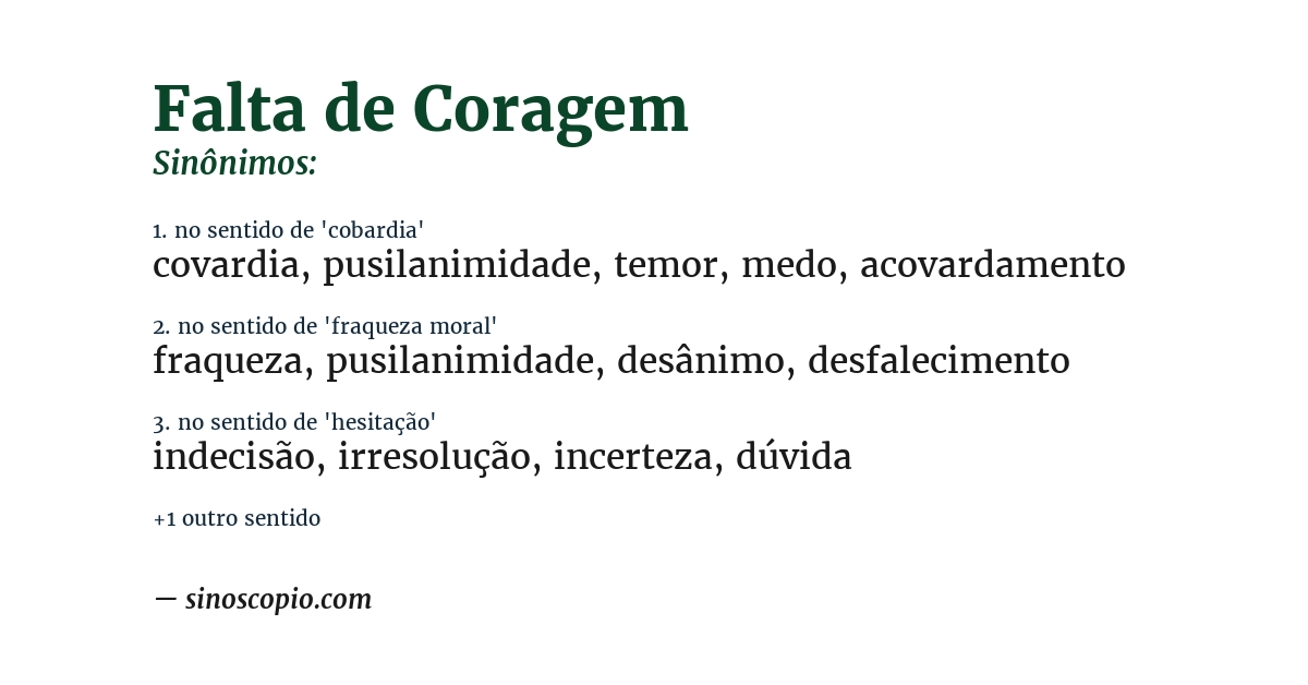 Sinônimo de falta de coragem