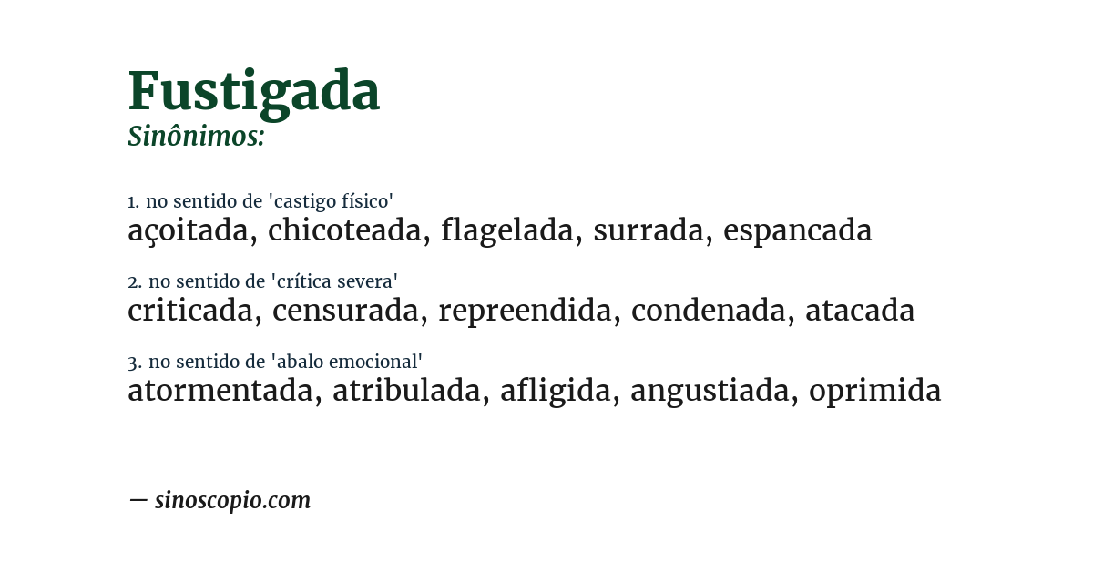 Sinônimo de fustigada