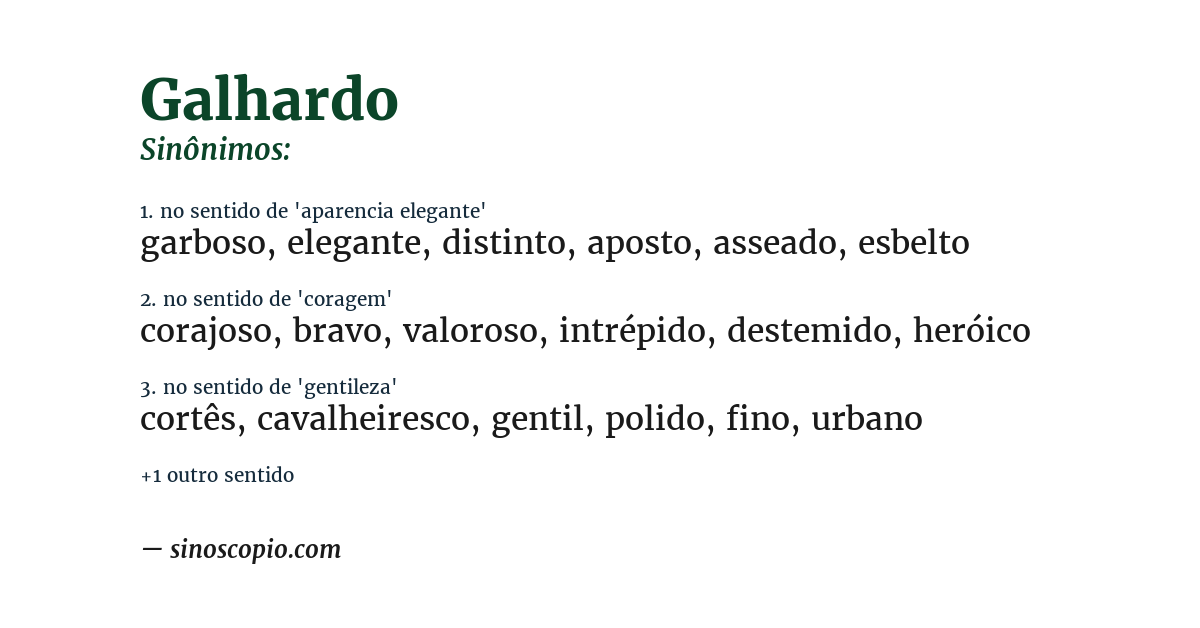Sinônimo de galhardo