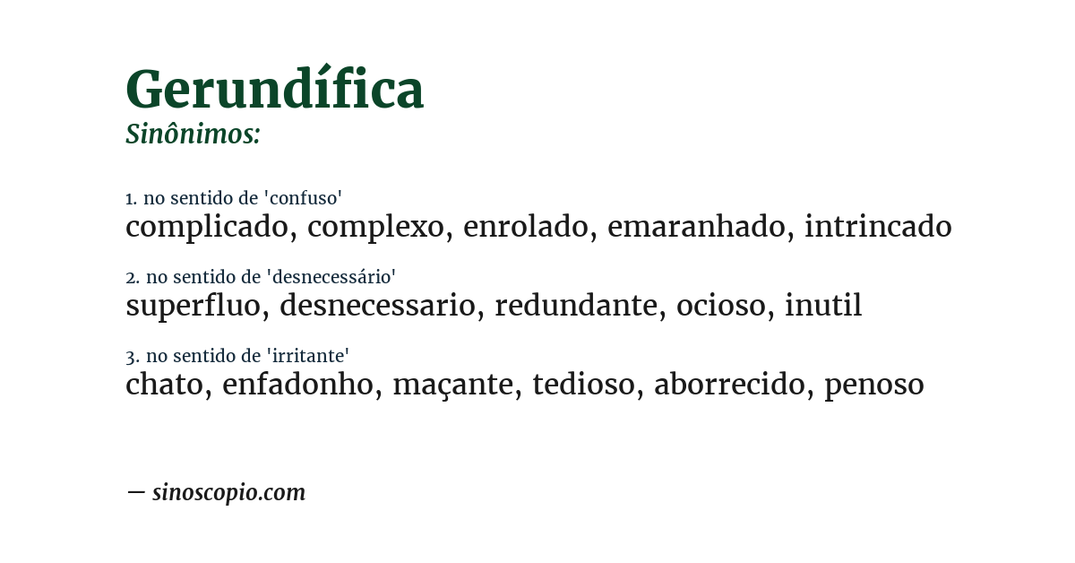 Sinônimo de gerundífica