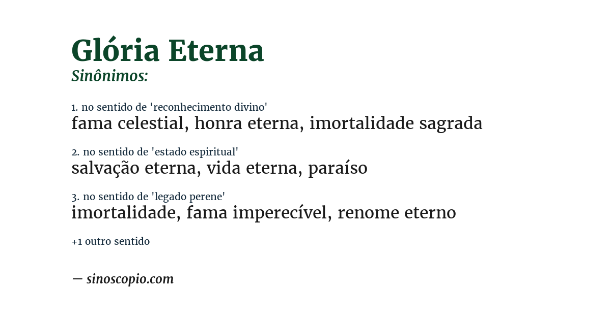 Sinônimo de glória eterna