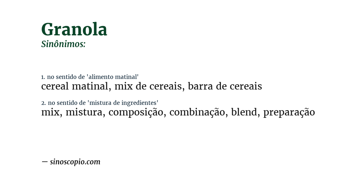 Sinônimo de granola