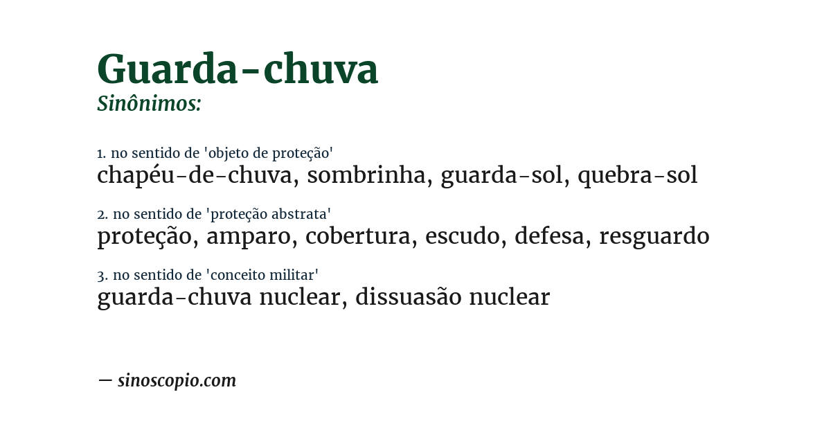 Sinônimo de guarda-chuva