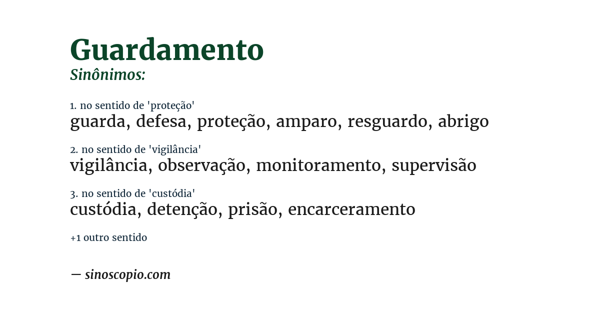 Sinônimo de guardamento