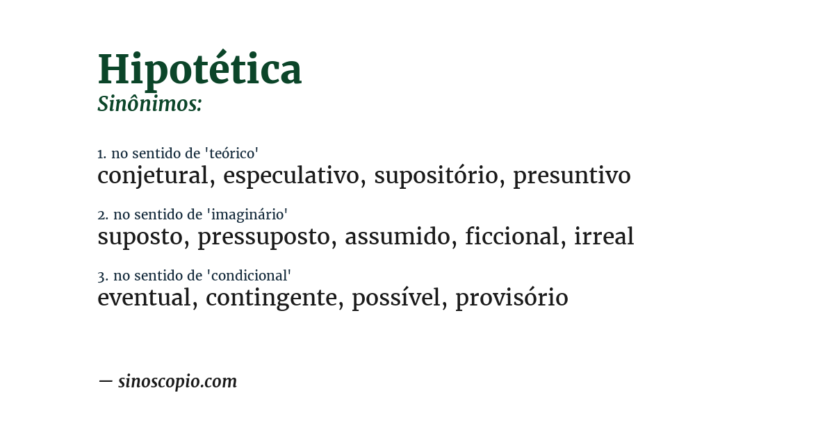 Sinônimo de hipotética