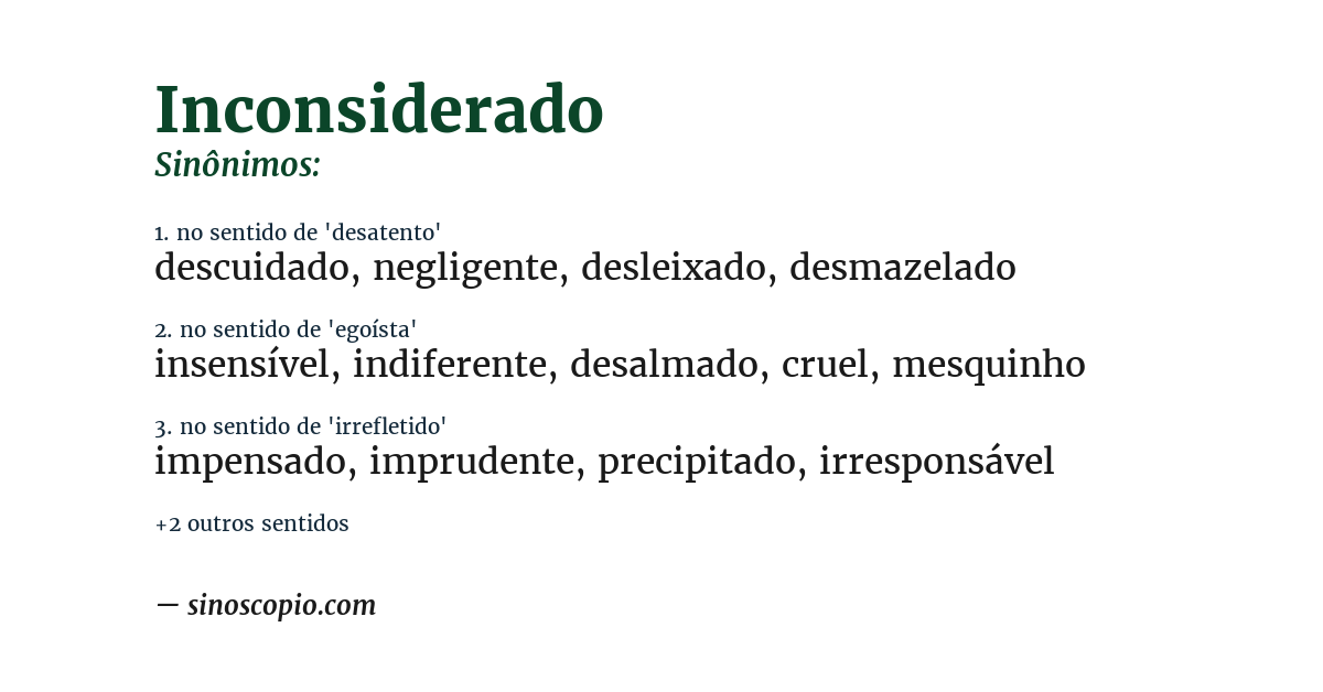 Sinônimo de inconsiderado