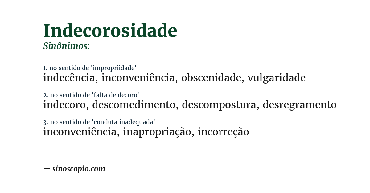 Sinônimo de indecorosidade