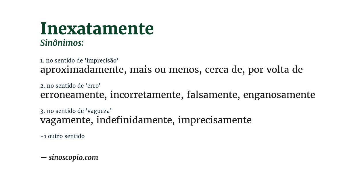 Sinônimo de inexatamente