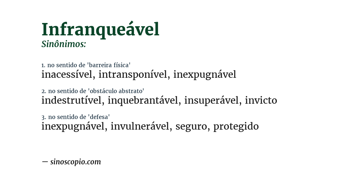 Sinônimo de infranqueável