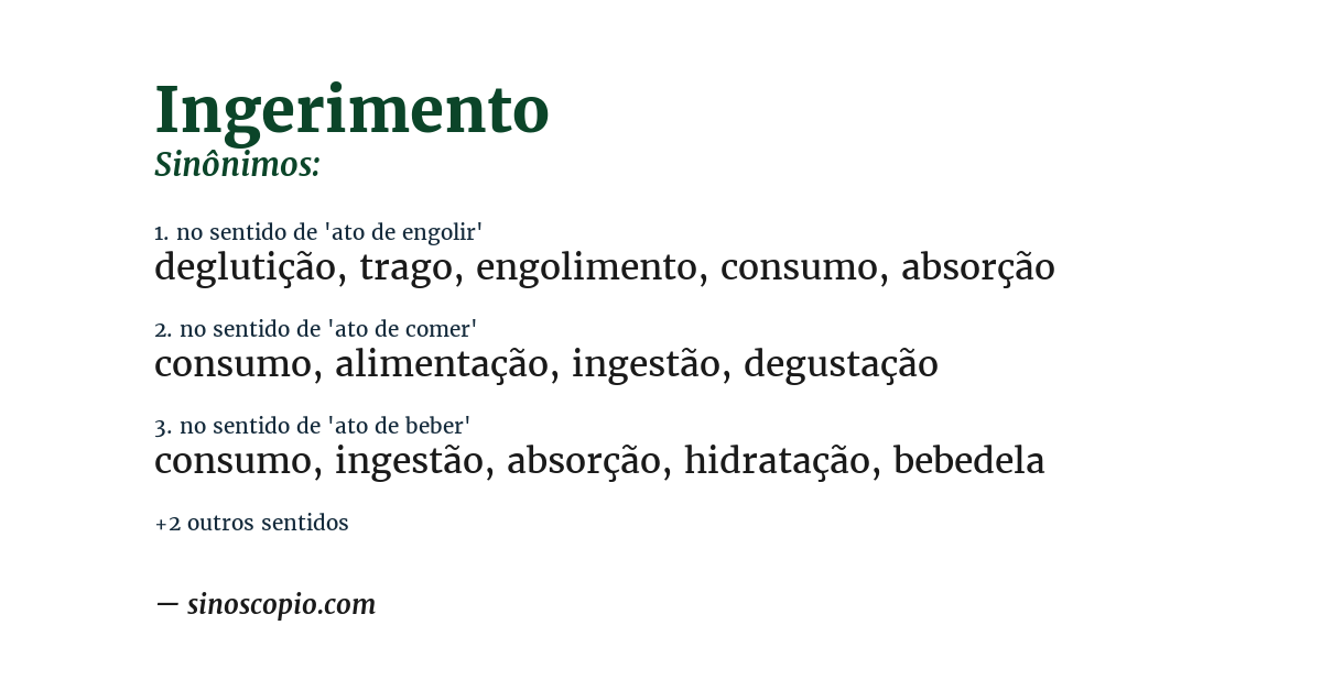 Sinônimo de ingerimento