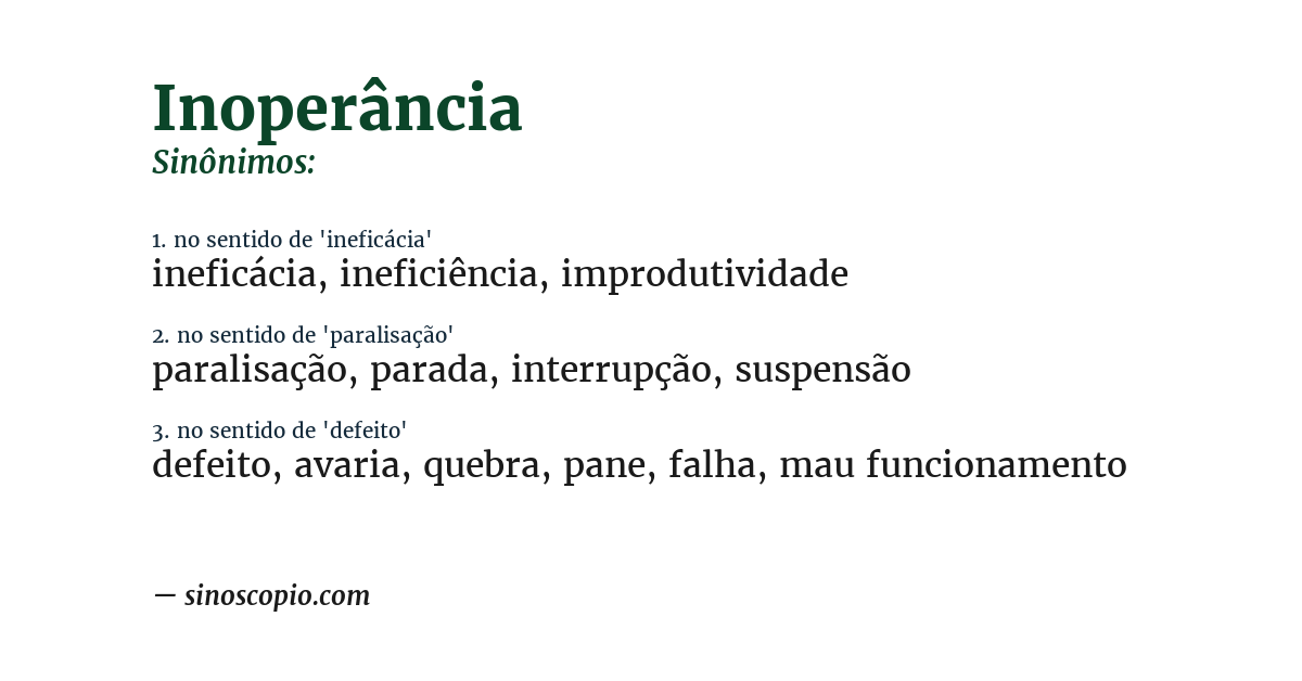 Sinônimo de inoperância