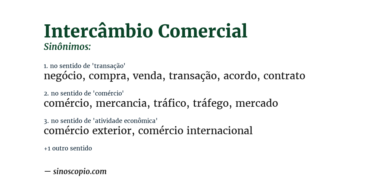 Sinônimo de intercâmbio comercial