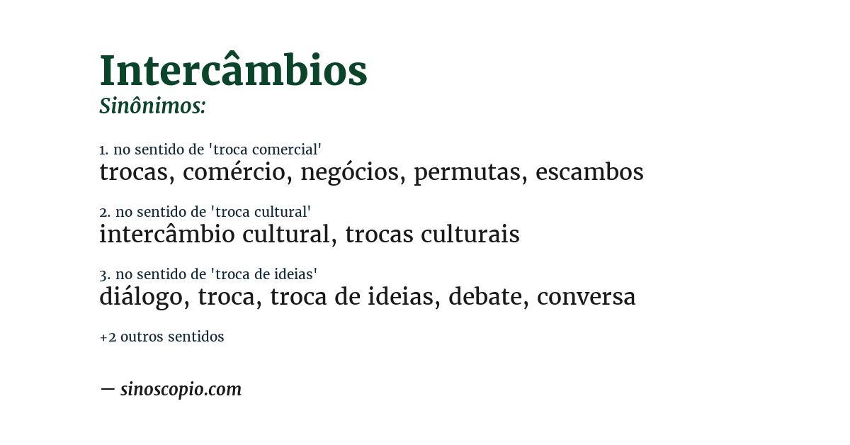 Sinônimo de intercâmbios