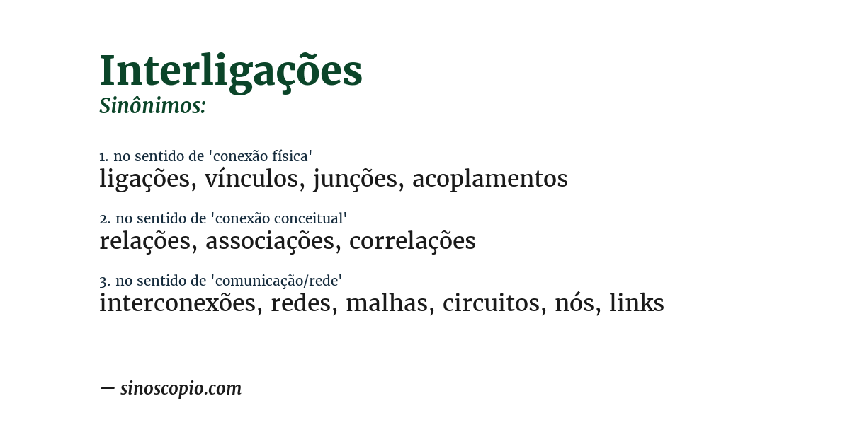 Sinônimo de interligações