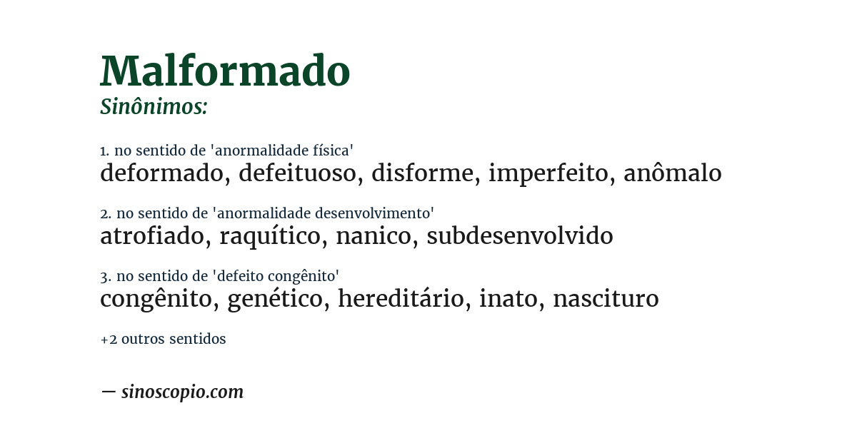Sinônimo de malformado
