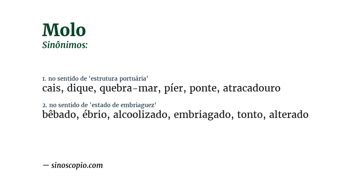 Sinônimo de molo