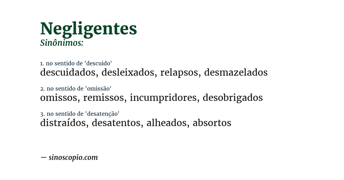 Sinônimo de negligentes