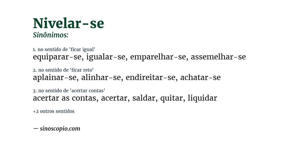 Sinônimo de nivelar-se