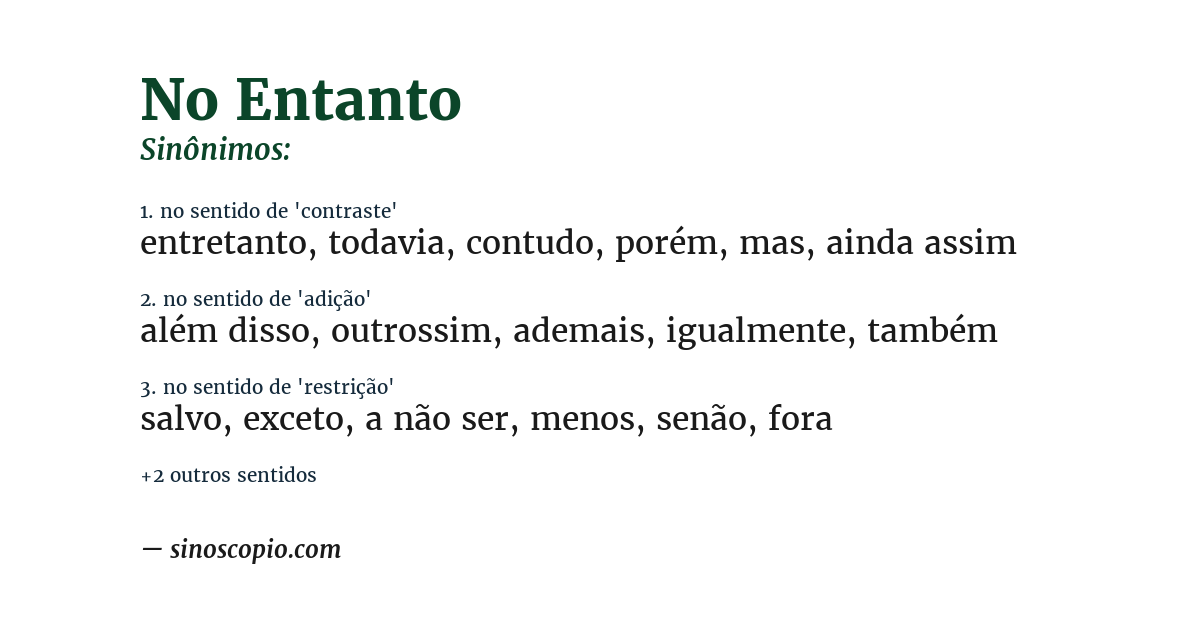 Sinônimo de no entanto