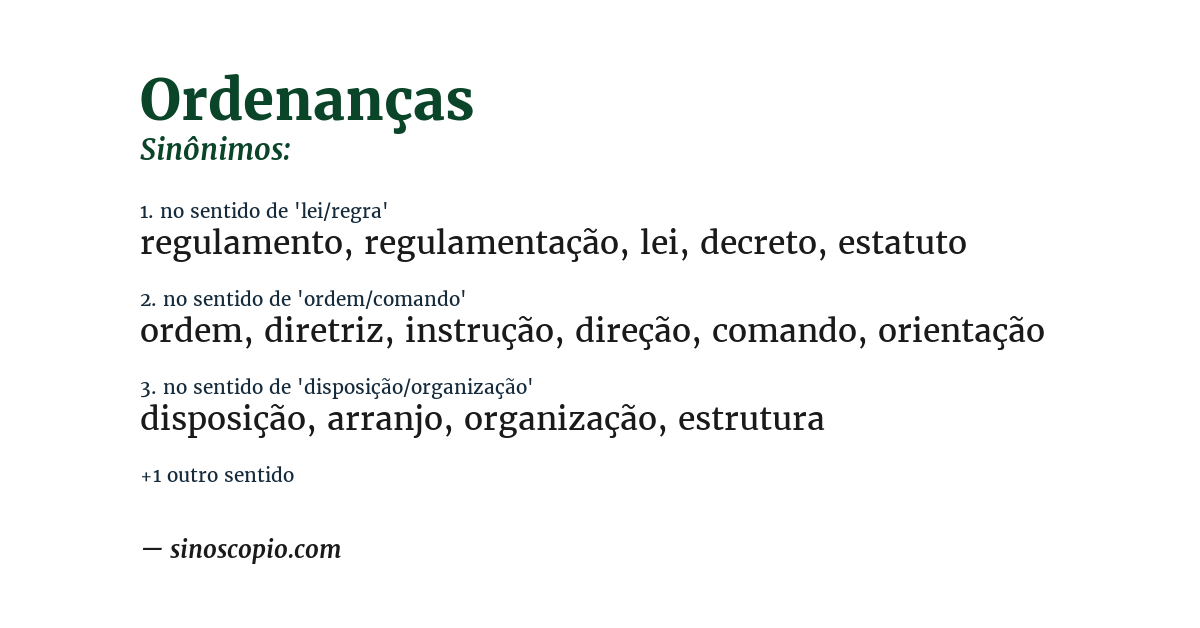 Sinônimo de ordenanças