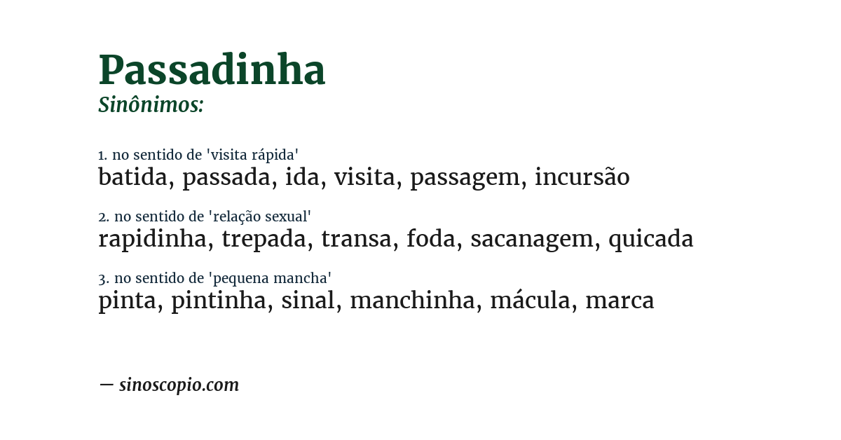 Sinônimo de passadinha