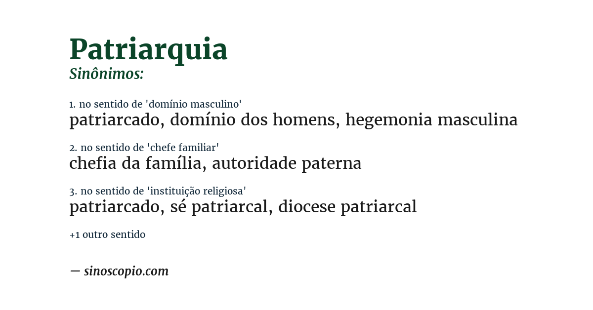 Sinônimo de patriarquia