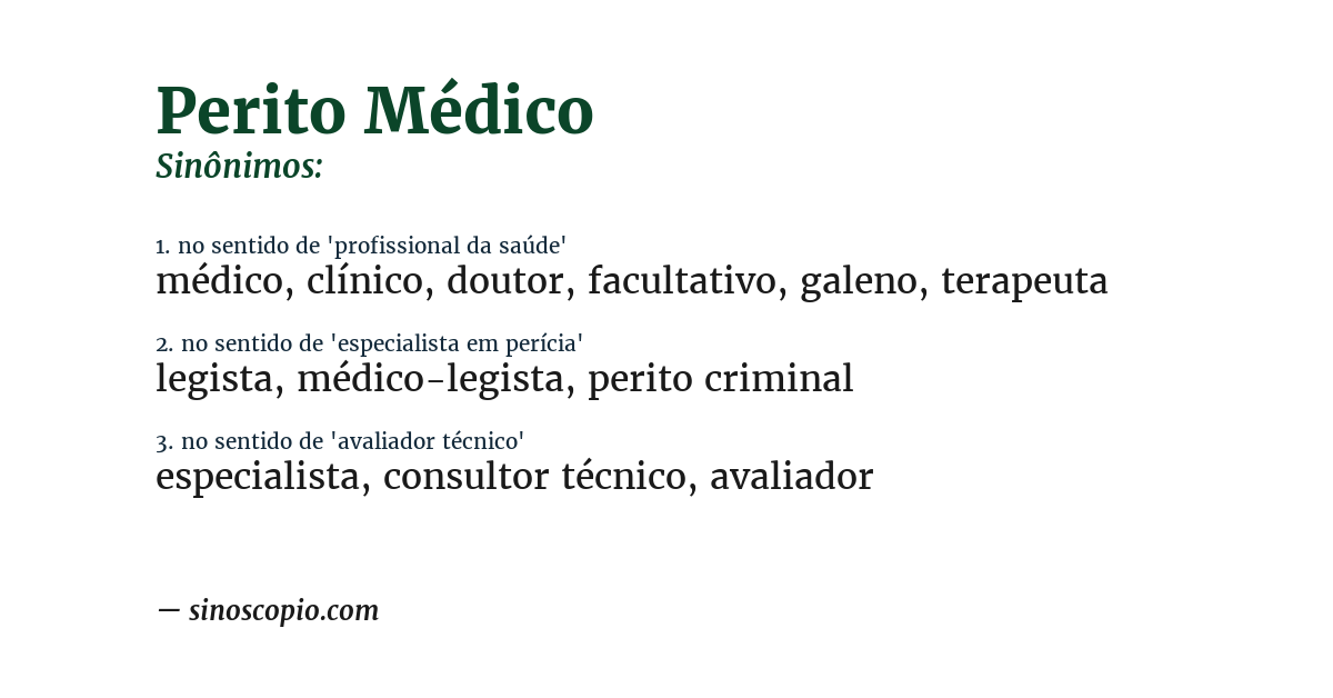 Sinônimo de perito médico