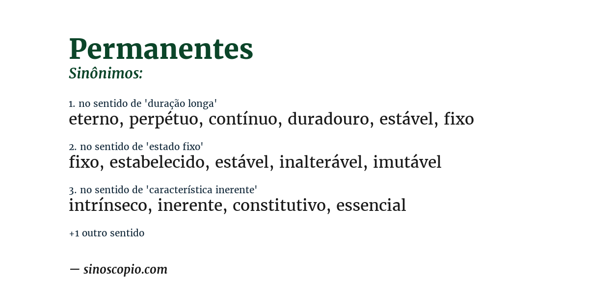 Sinônimo de permanentes